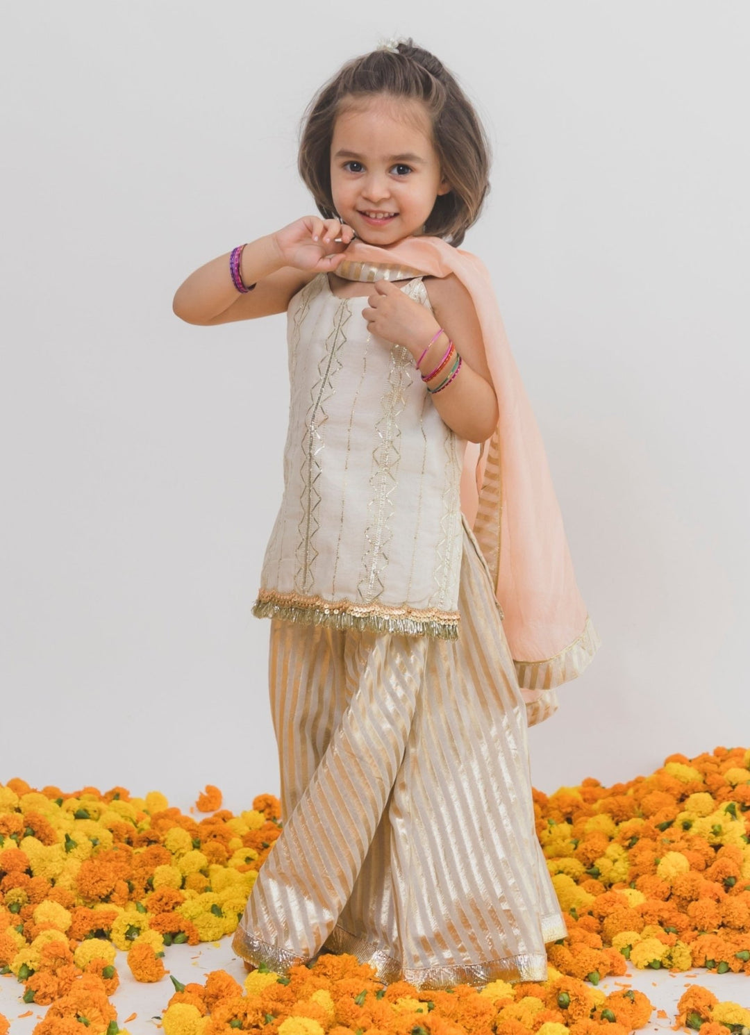 Chotibuti Ivory Chanderi Kurta Sharara SetFabilicious Fashion