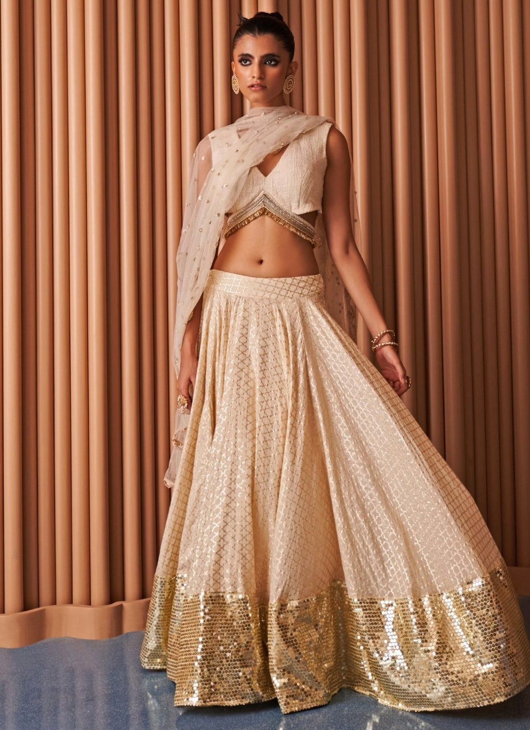 Rishi and Vibhuti Ivory Chanderi Lehenga SetFabilicious Fashion