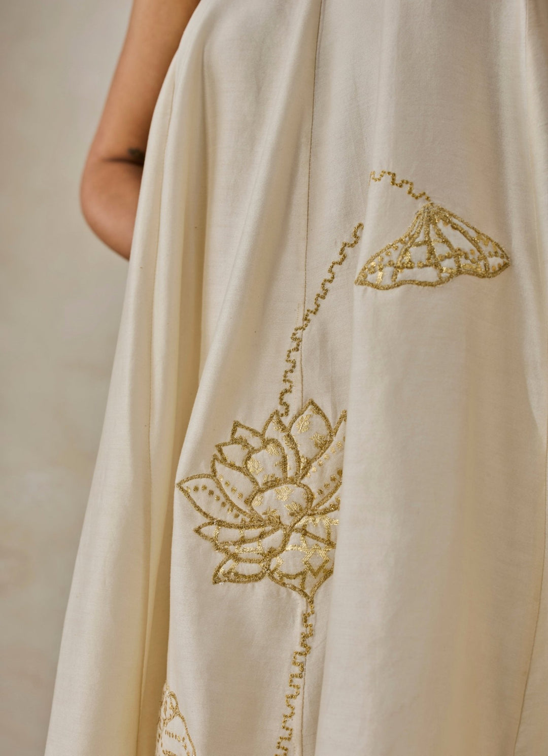 Ivory Chanderi Off - Shoulder Kurta Pants Set Nitika Gujral - Fabilicious Fashion