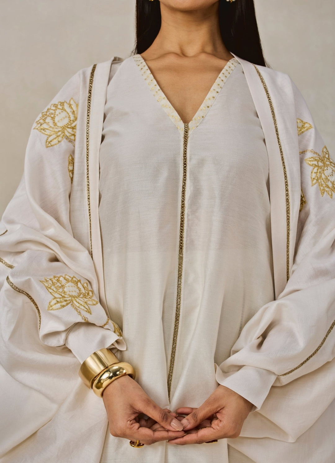 Nitika Gujral Ivory Chanderi Short Kurta Salwar Set With JacketFabilicious Fashion