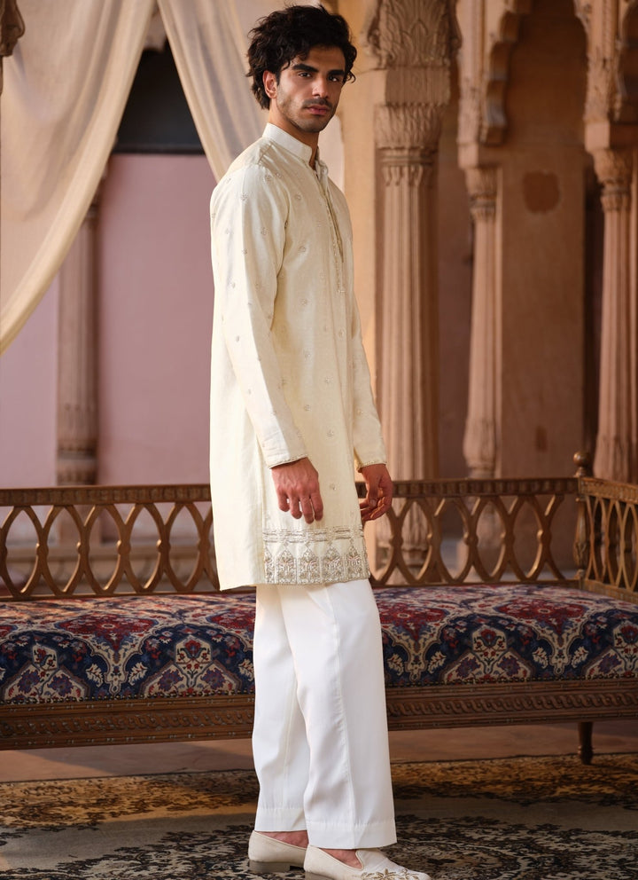 Darzi House Ivory Chanderi Silk Kurta Pants SetFabilicious Fashion