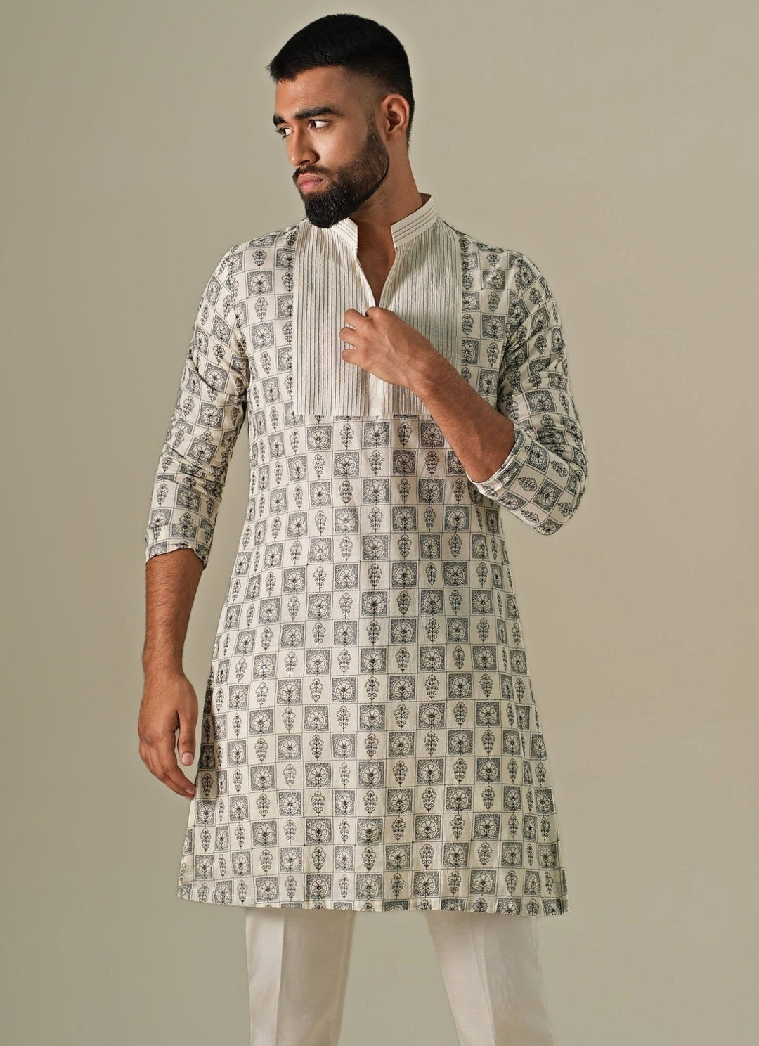 Darzi House Ivory Cotton Chanderi Mosaic Kurta SetFabilicious Fashion
