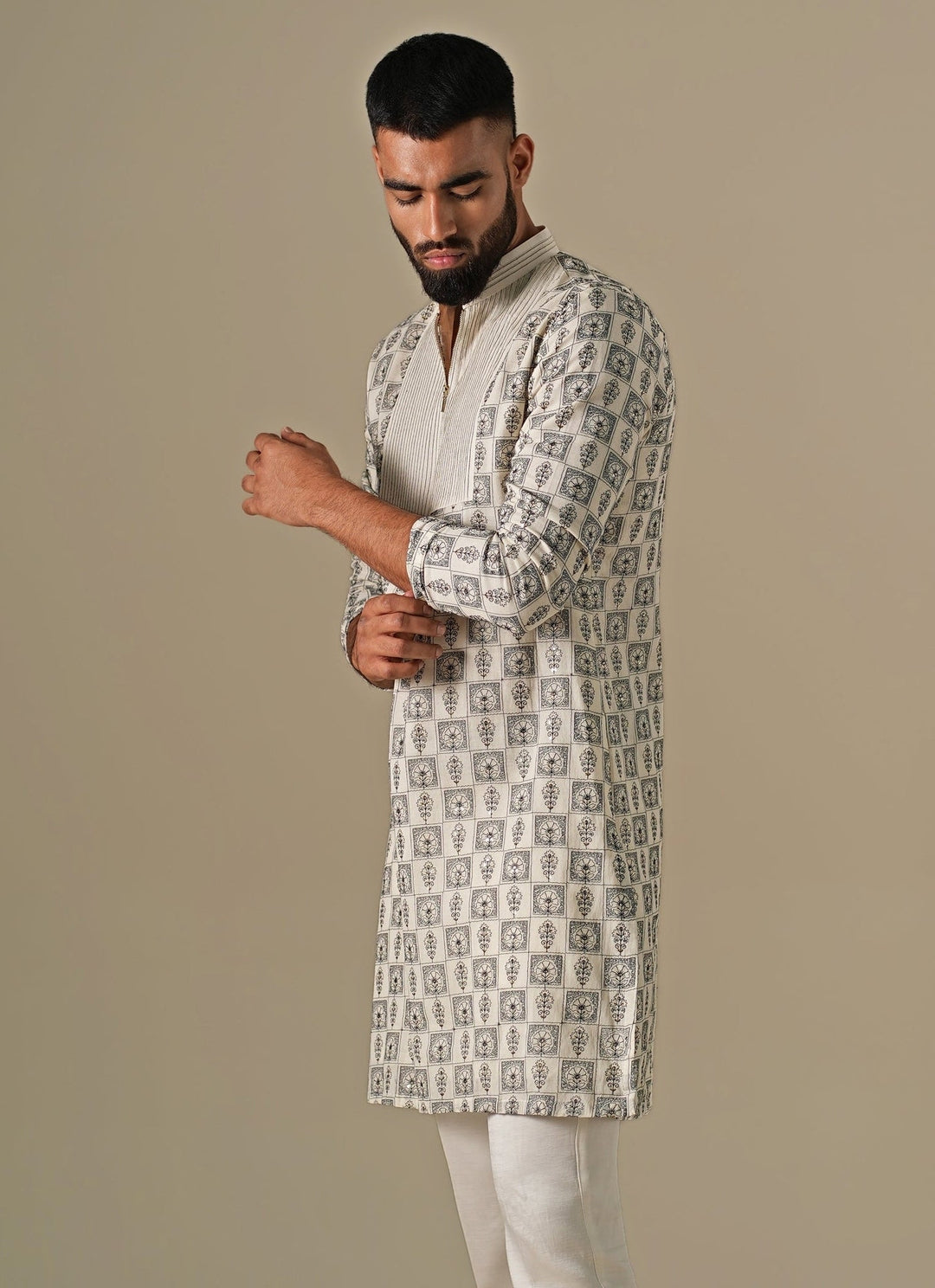 Darzi House Ivory Cotton Chanderi Mosaic Kurta SetFabilicious Fashion