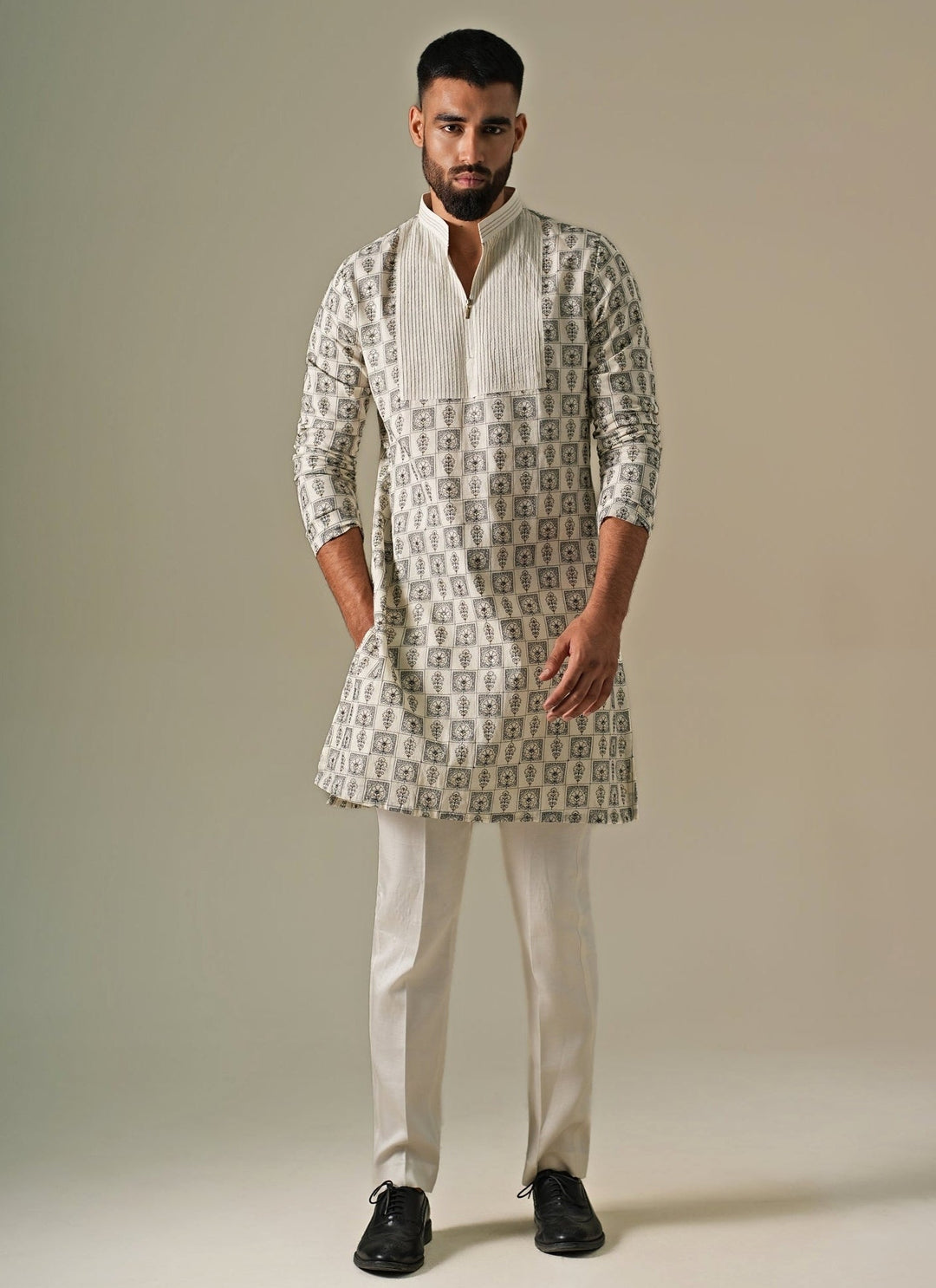 Darzi House Ivory Cotton Chanderi Mosaic Kurta SetFabilicious Fashion