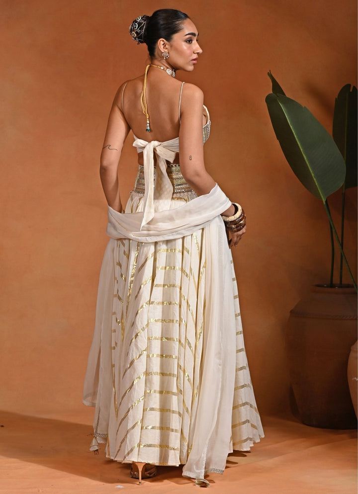 Rishi and Vibhuti Ivory Cotton Jacquard Lehenga SetFabilicious Fashion