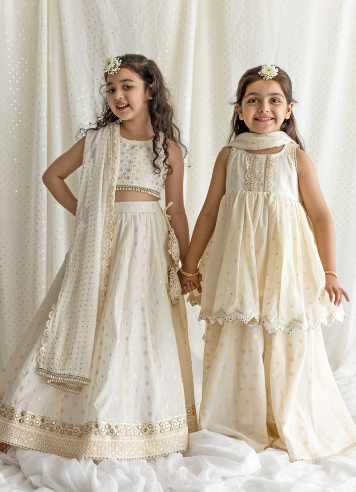 Ivory Cotton Lehenga Set Chotibuti - Fabilicious Fashion