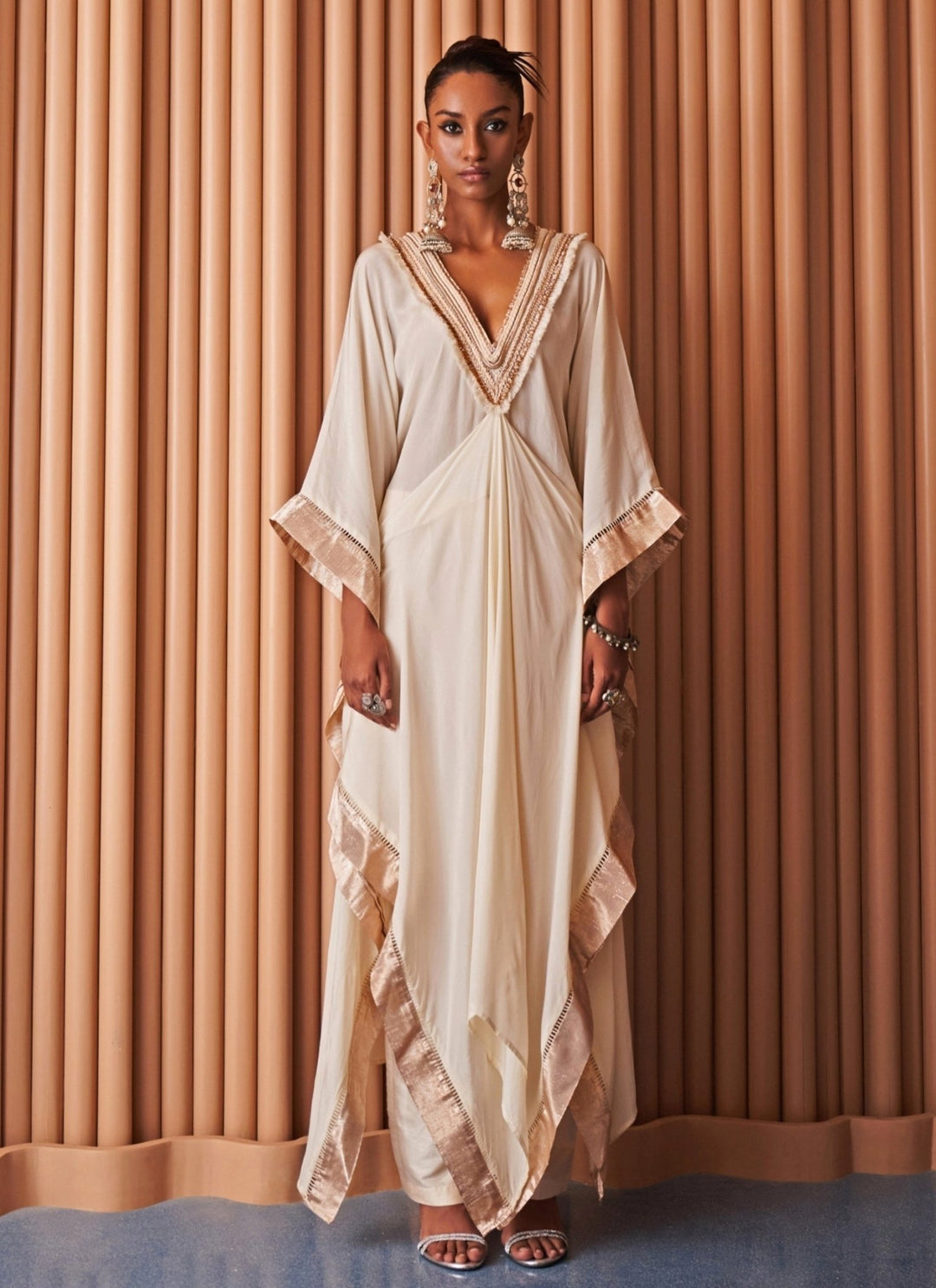 Rishi and Vibhuti Ivory Crepe Kaftan Pants SetFabilicious Fashion