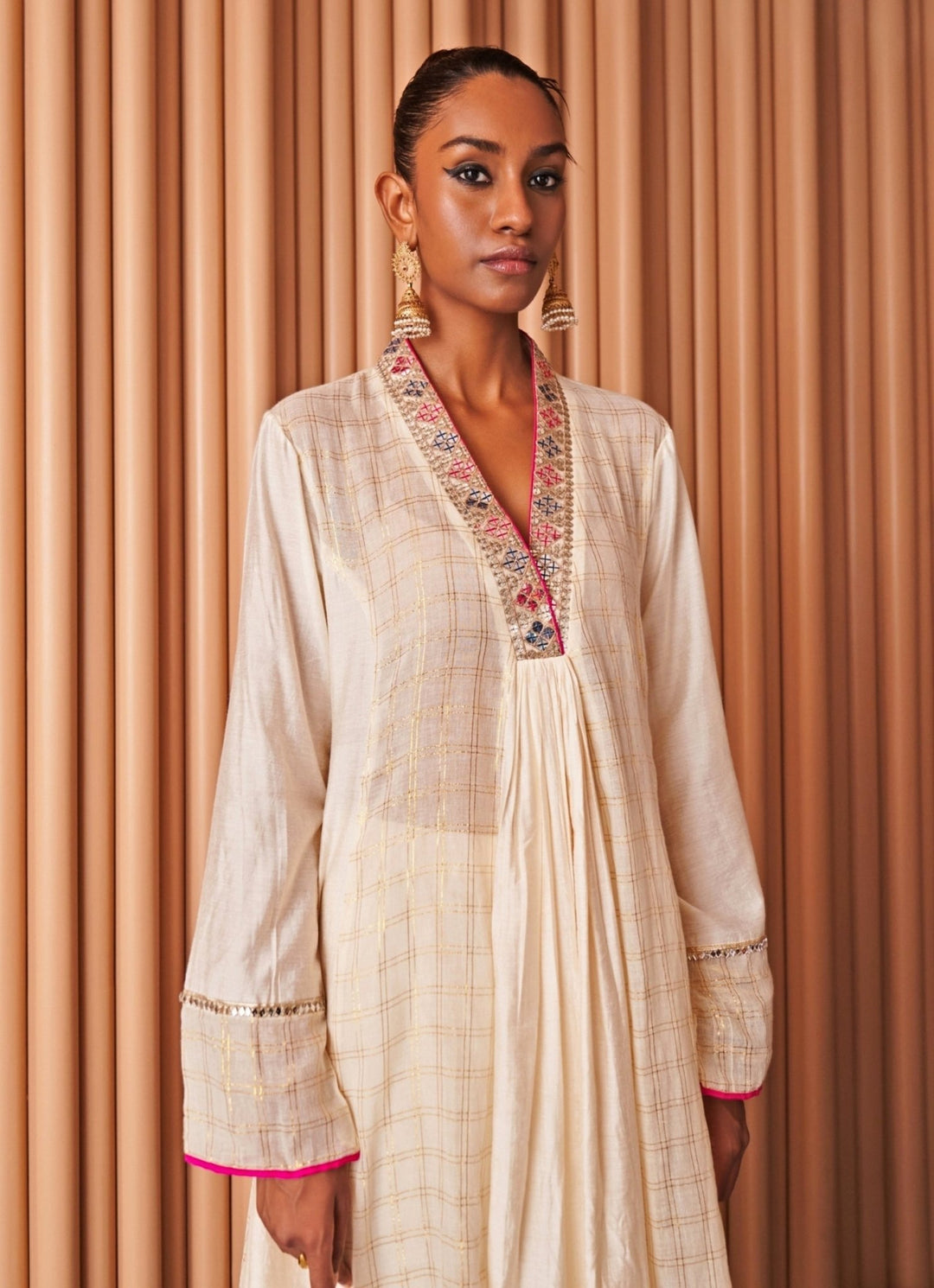 Rishi and Vibhuti Ivory Crepe Kurta Pants SetFabilicious Fashion