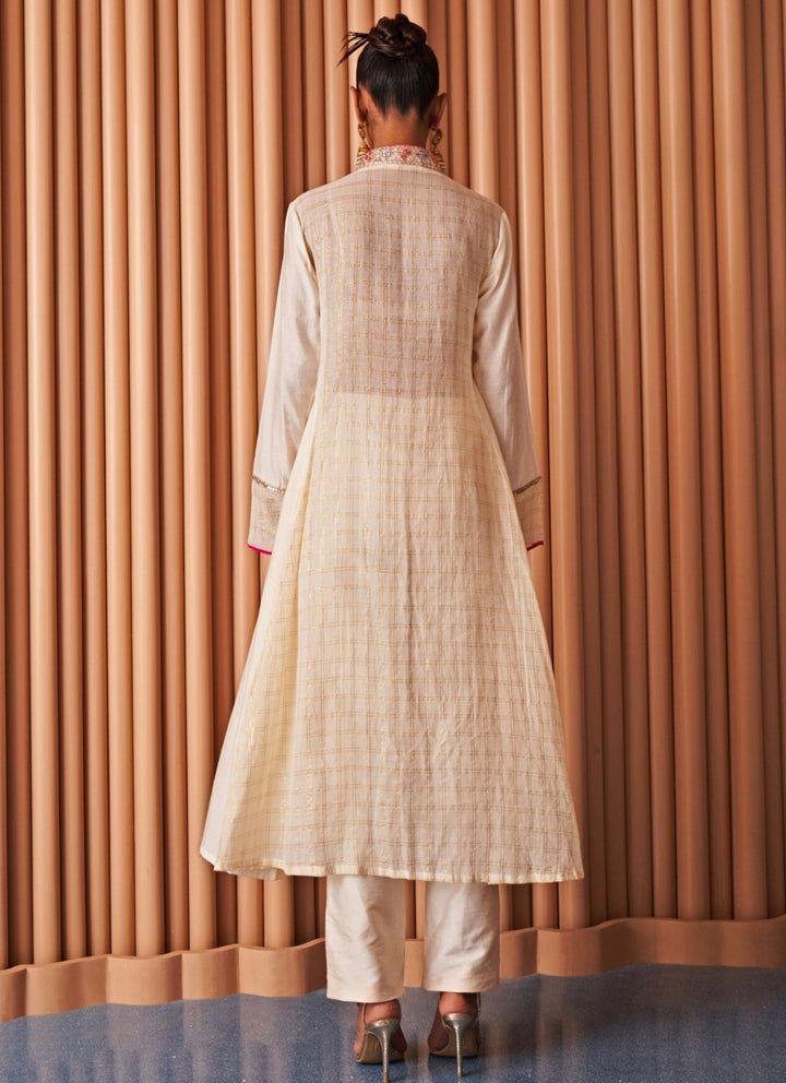 Rishi and Vibhuti Ivory Crepe Kurta Pants SetFabilicious Fashion