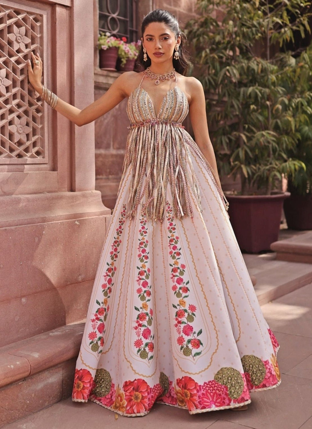 Rishi and Vibhuti Ivory Crepe Lehenga SetFabilicious Fashion