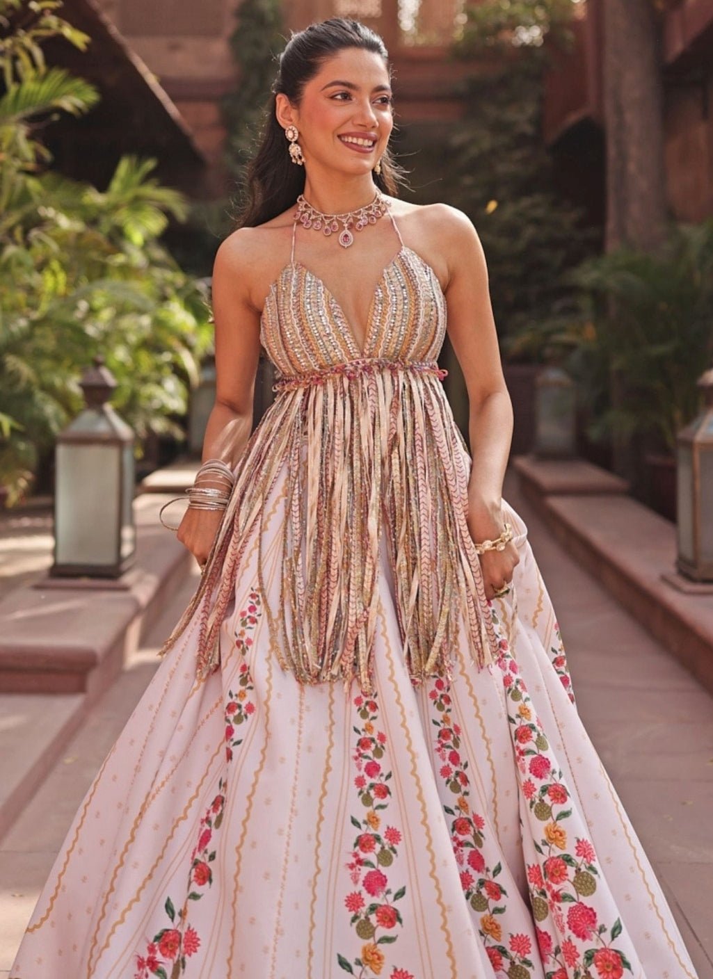 Rishi and Vibhuti Ivory Crepe Lehenga SetFabilicious Fashion