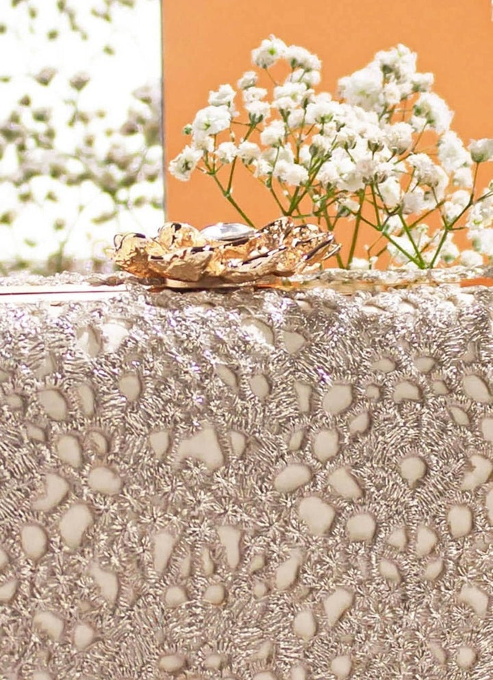 Ivory Cutwork Clutch AMYRA - Fabilicious Fashion