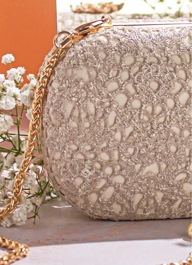 Ivory Cutwork Clutch AMYRA - Fabilicious Fashion