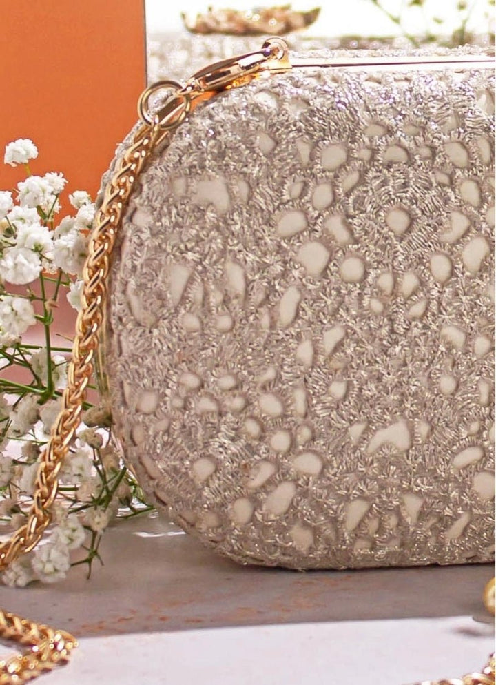 Ivory Cutwork Clutch AMYRA - Fabilicious Fashion