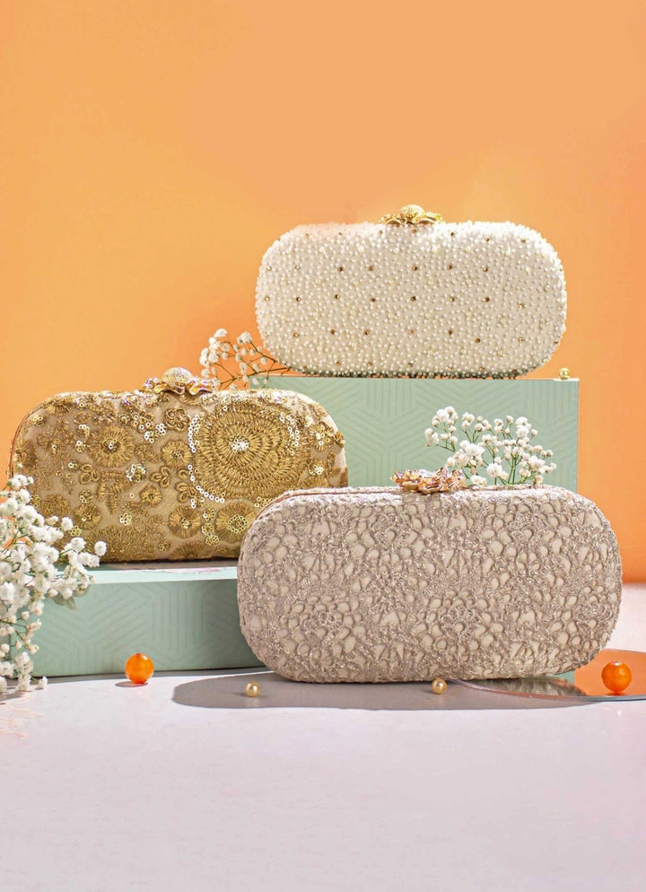 Ivory Cutwork Clutch AMYRA - Fabilicious Fashion