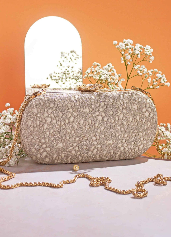 Ivory Cutwork Clutch AMYRA - Fabilicious Fashion