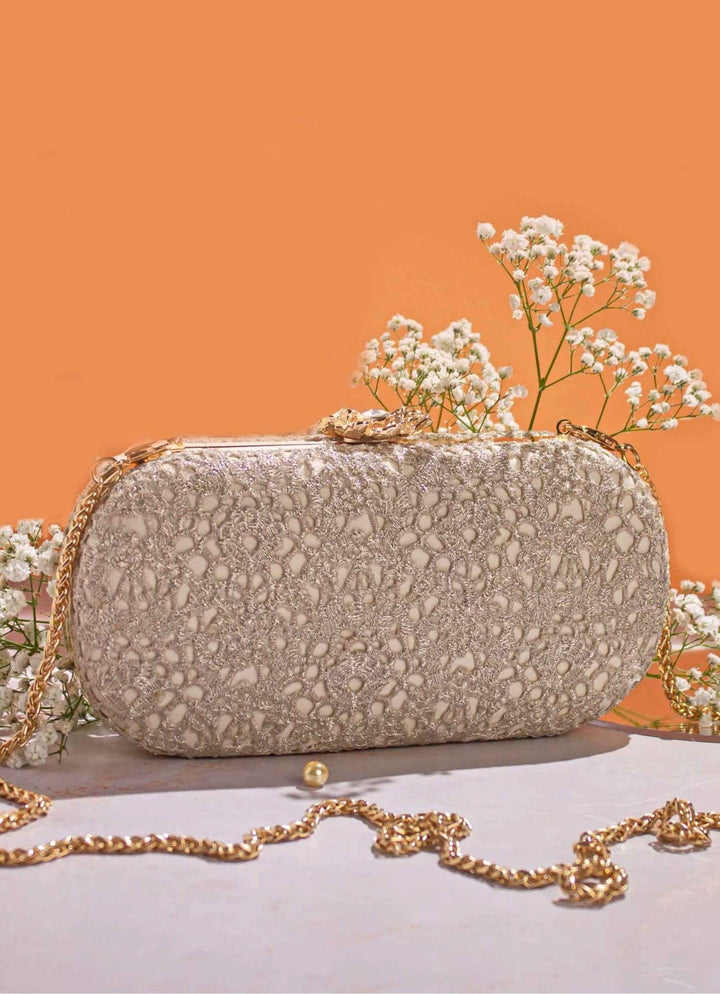 Ivory Cutwork Clutch AMYRA - Fabilicious Fashion