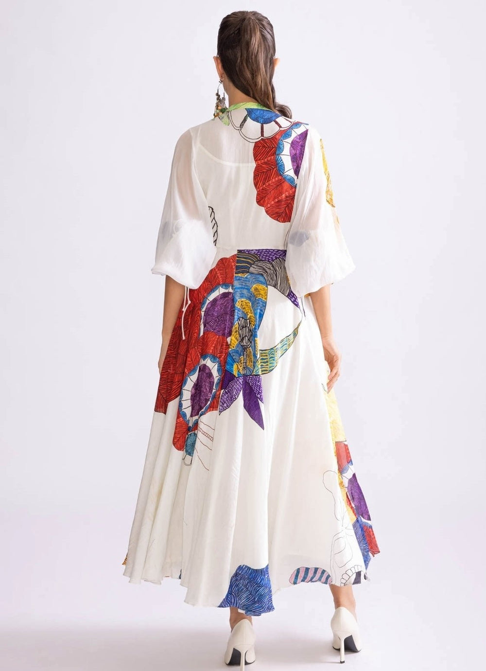 Ivory Daisy And Tribal Print Dress Saaksha & Kinni - Fabilicious Fashion