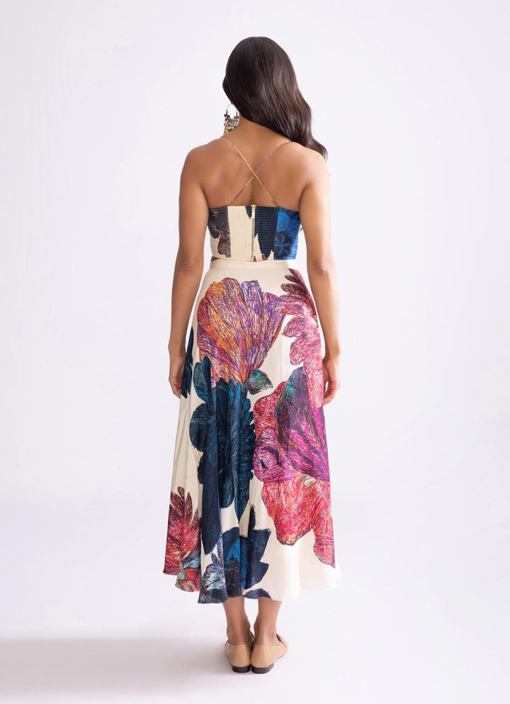 Ivory Daisy Print Skirt Set Saaksha & Kinni - Fabilicious Fashion