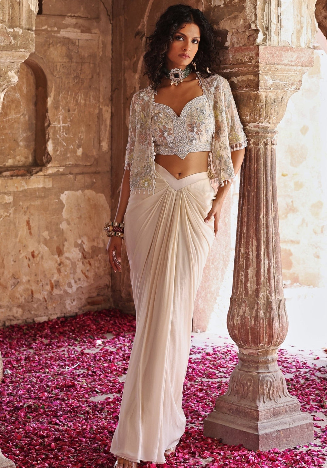 Ivory Draped Skirt Seema Thukral - Fabilicious Fashion