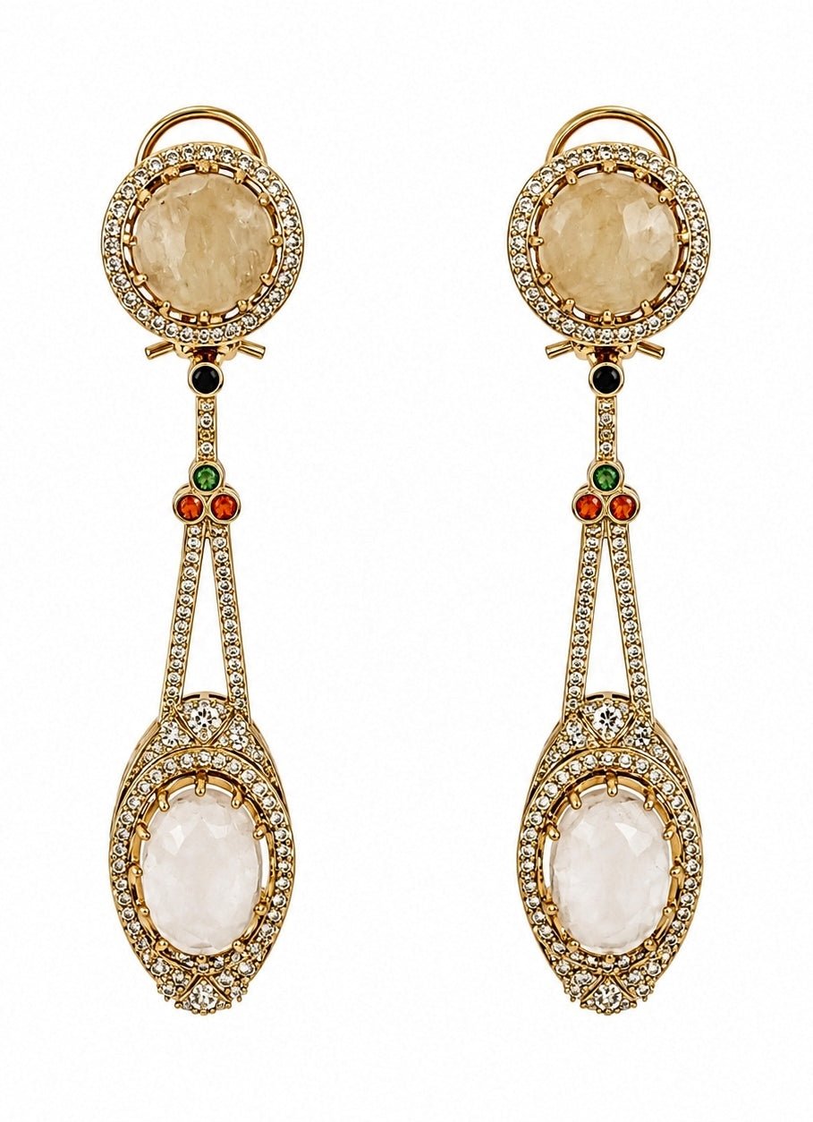 Vivinia By Vidhi Mehra Ivory Dual Stone Drop EarringsFabilicious Fashion