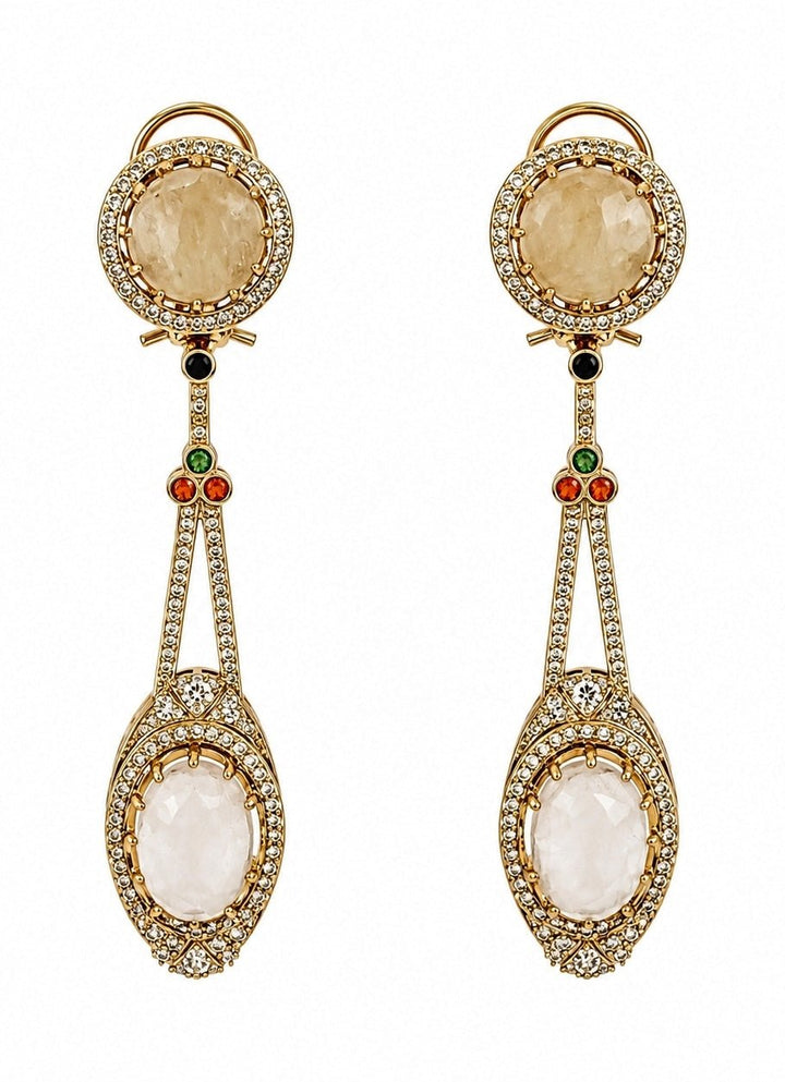 Vivinia By Vidhi Mehra Ivory Dual Stone Drop EarringsFabilicious Fashion
