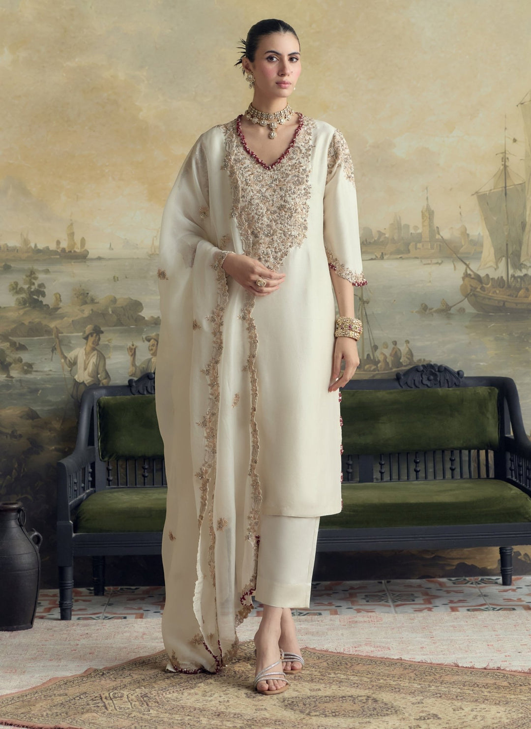 Prisho Ivory Dupion Silk Kurta Pants SetFabilicious Fashion