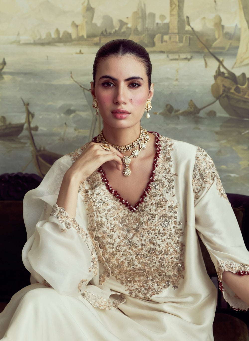 Prisho Ivory Dupion Silk Kurta Pants SetFabilicious Fashion