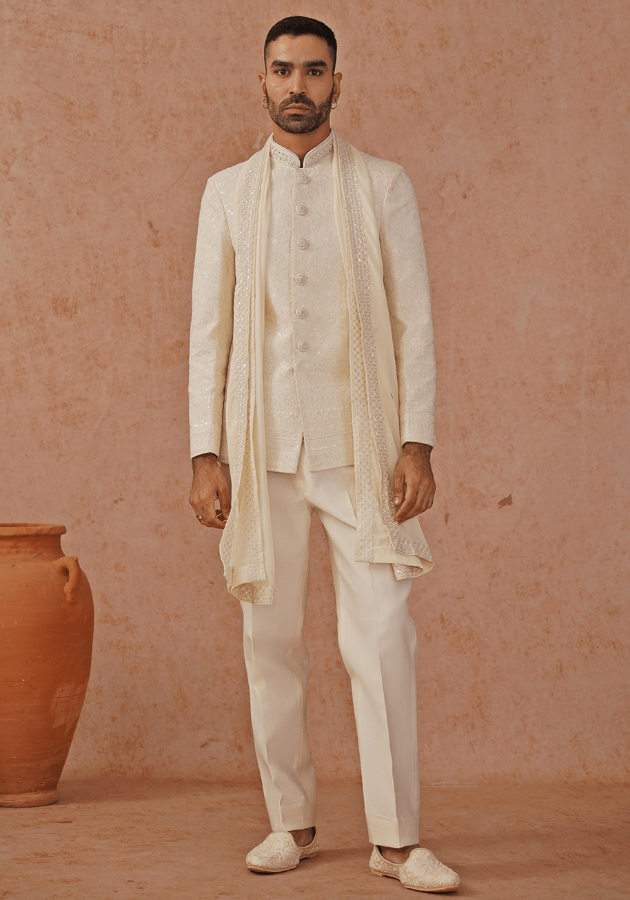 Ivory Embellished Jodhpuri Set Kalpraag - Fabilicious Fashion