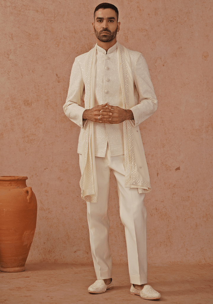 Ivory Embellished Jodhpuri Set Kalpraag - Fabilicious Fashion
