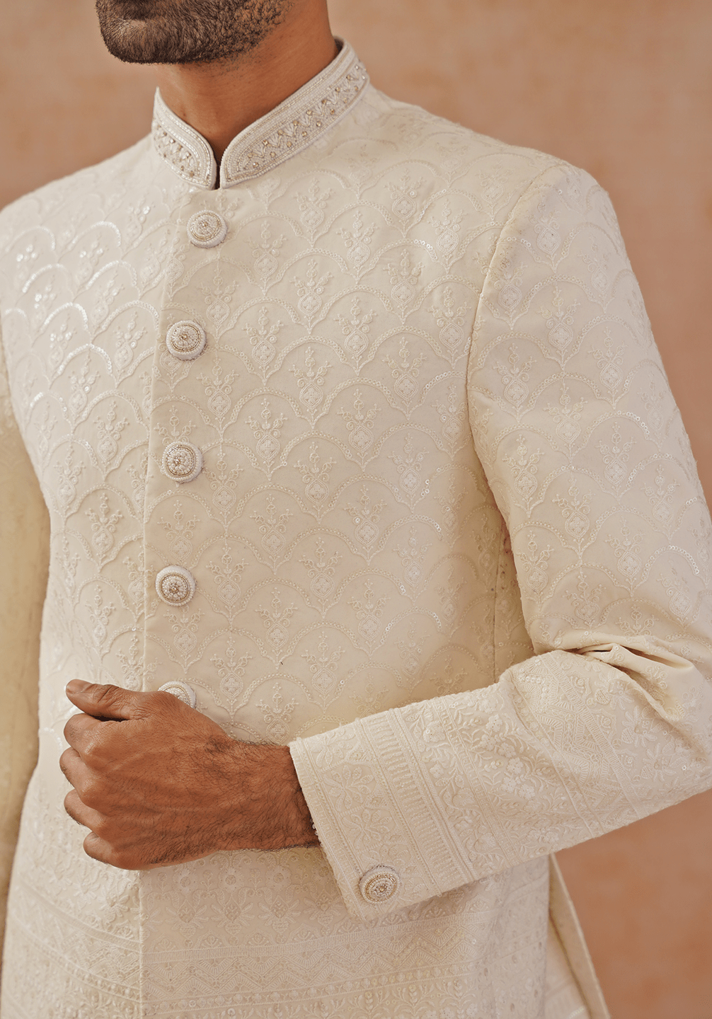 Ivory Embellished Jodhpuri Set Kalpraag - Fabilicious Fashion