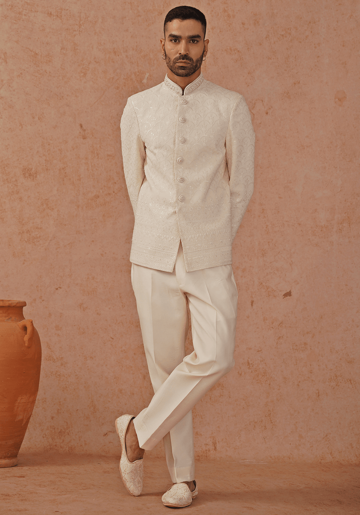 Ivory Embellished Jodhpuri Set Kalpraag - Fabilicious Fashion