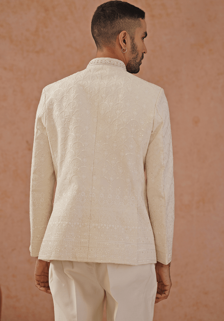 Ivory Embellished Jodhpuri Set Kalpraag - Fabilicious Fashion