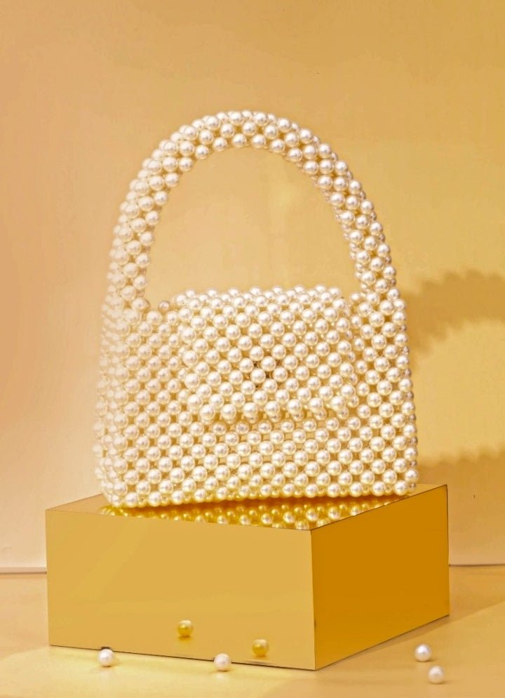 Ivory Embellished Pearl Bag AMYRA - Fabilicious Fashion