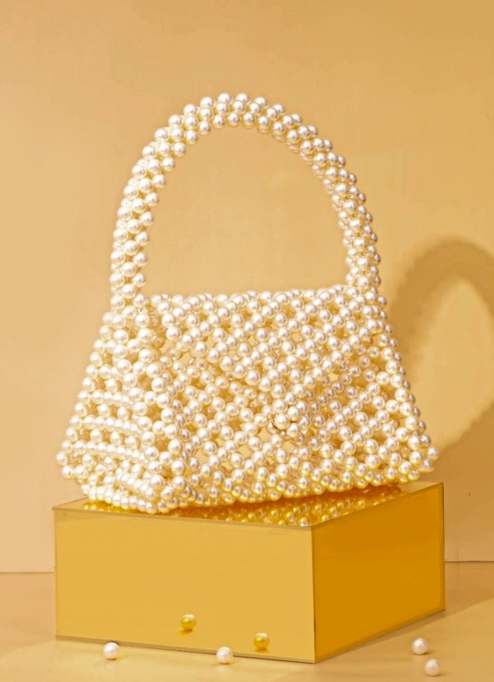 Ivory Embellished Pearl Bag AMYRA - Fabilicious Fashion