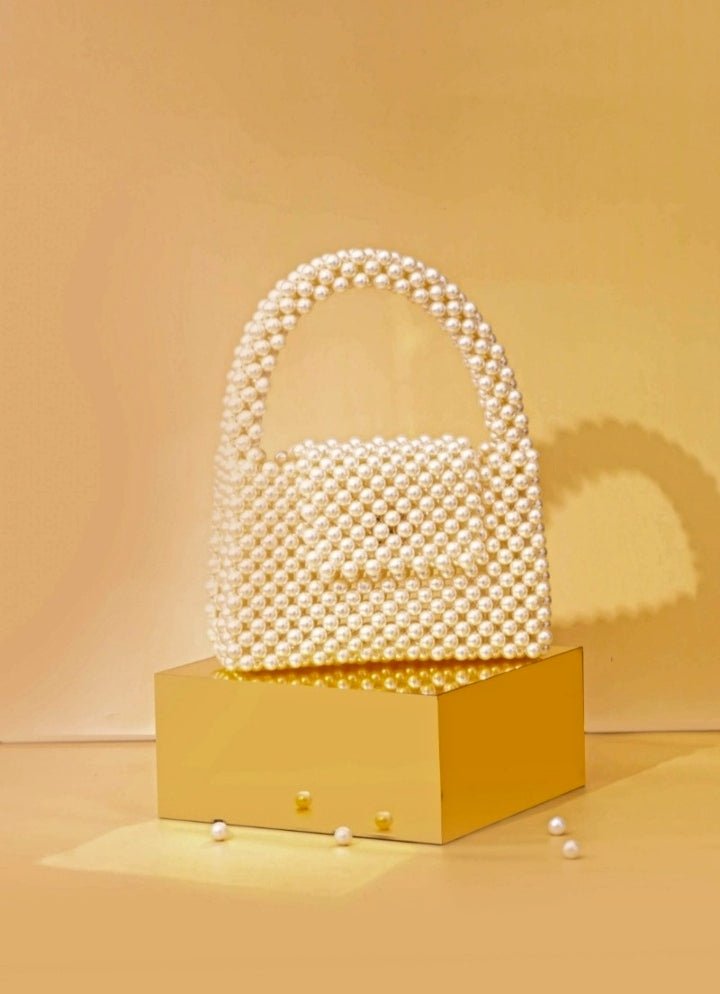 Ivory Embellished Pearl Bag AMYRA - Fabilicious Fashion