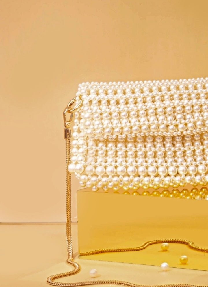 Ivory Embellished Pearl Bag AMYRA - Fabilicious Fashion
