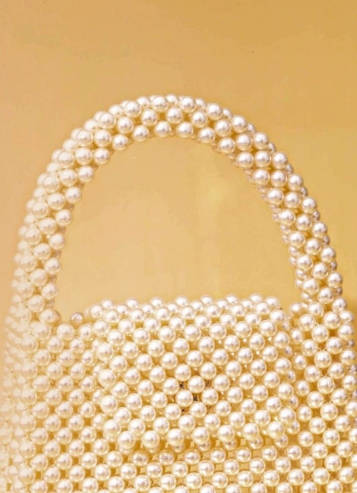 Ivory Embellished Pearl Bag AMYRA - Fabilicious Fashion