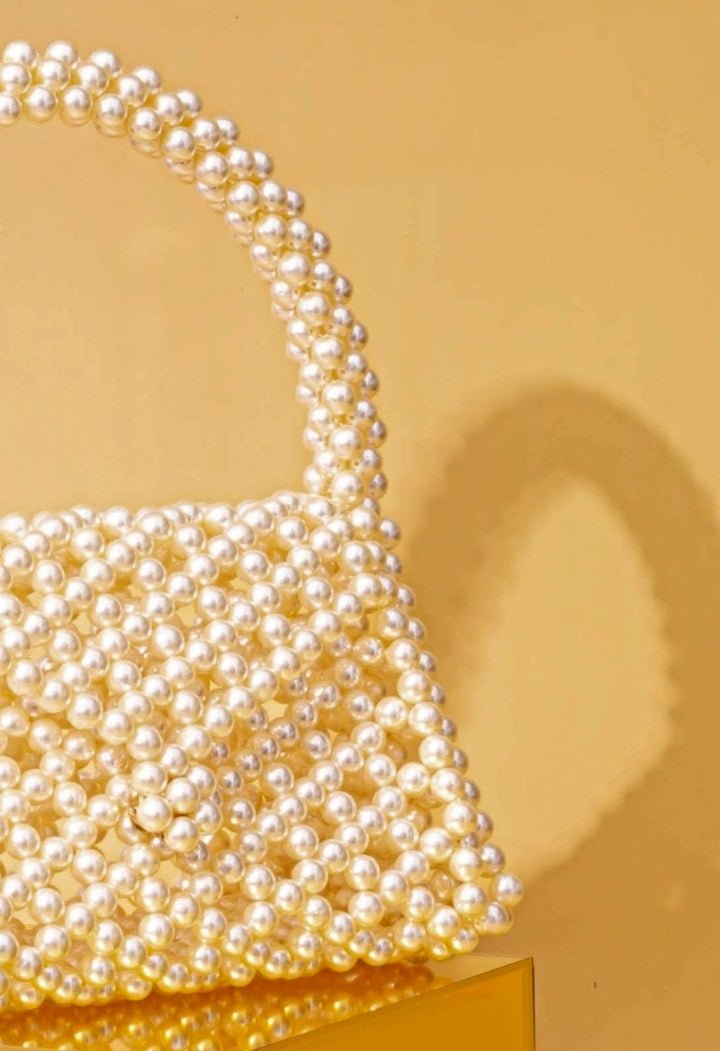 Ivory Embellished Pearl Bag AMYRA - Fabilicious Fashion