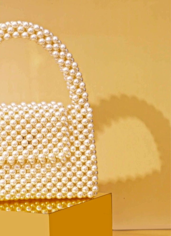 Ivory Embellished Pearl Bag AMYRA - Fabilicious Fashion