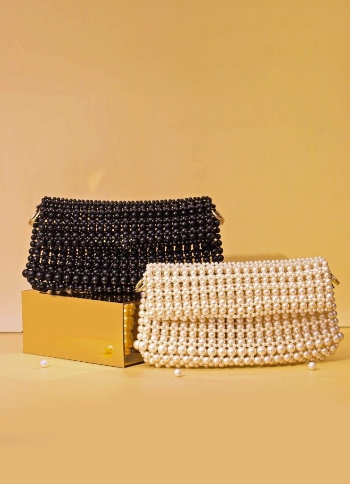 Ivory Embellished Pearl Bag AMYRA - Fabilicious Fashion