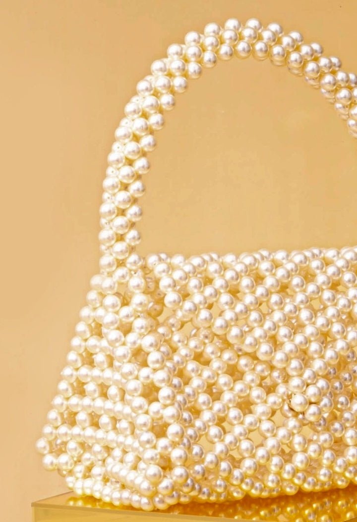 Ivory Embellished Pearl Bag AMYRA - Fabilicious Fashion
