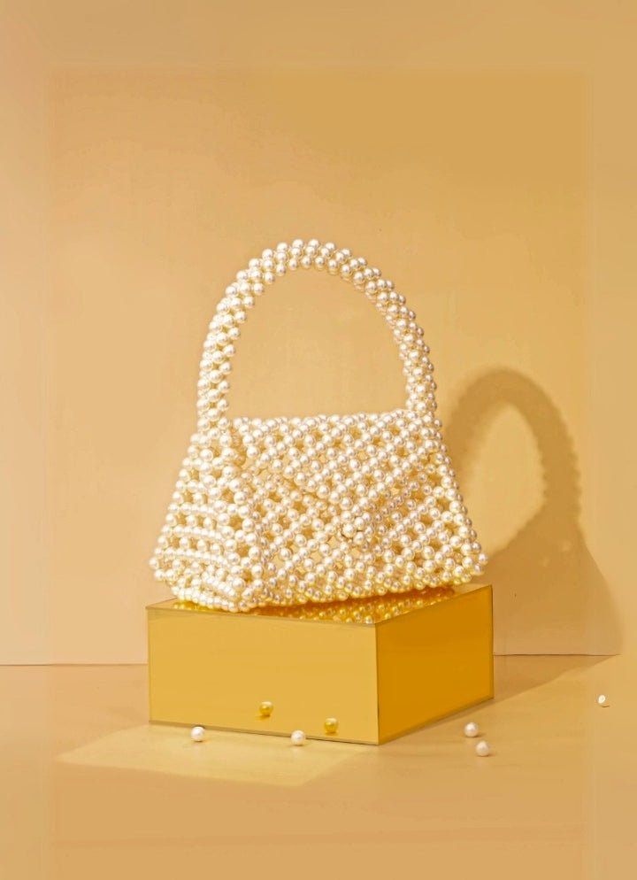 Ivory Embellished Pearl Bag AMYRA - Fabilicious Fashion