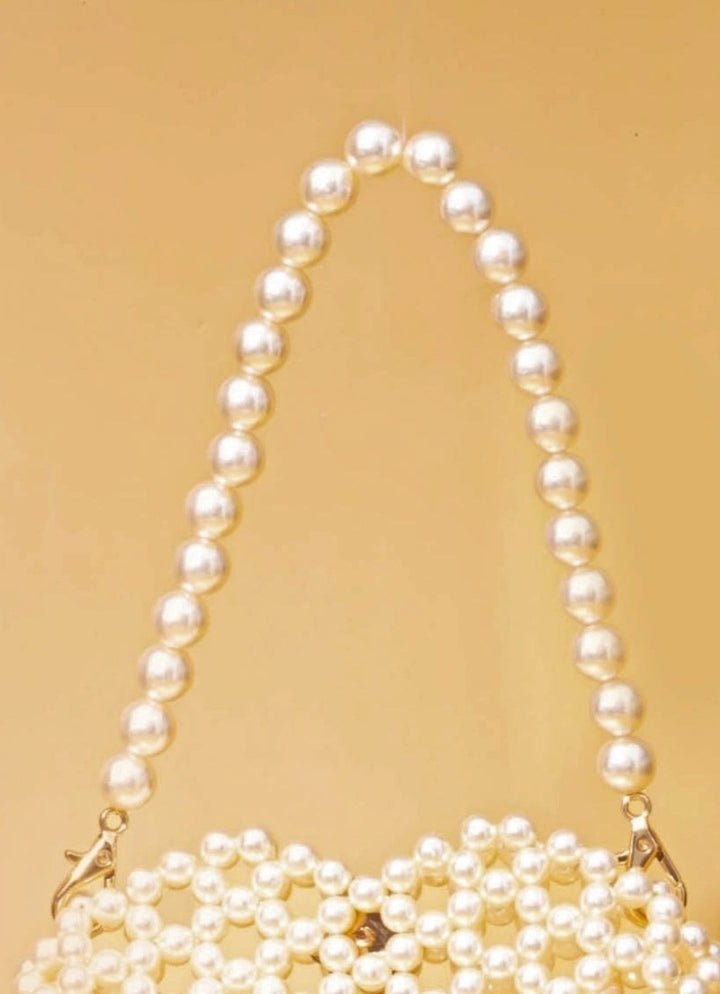 Ivory Embellished Pearl Heart Bag AMYRA - Fabilicious Fashion