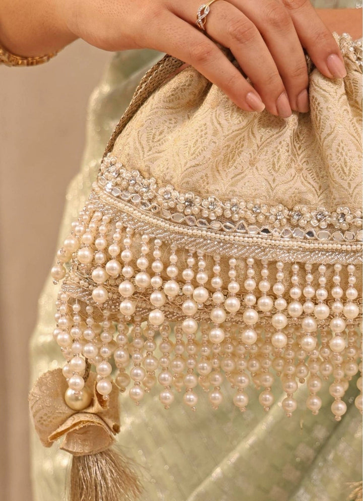 Ivory Embellished Potli AMYRA - Fabilicious Fashion