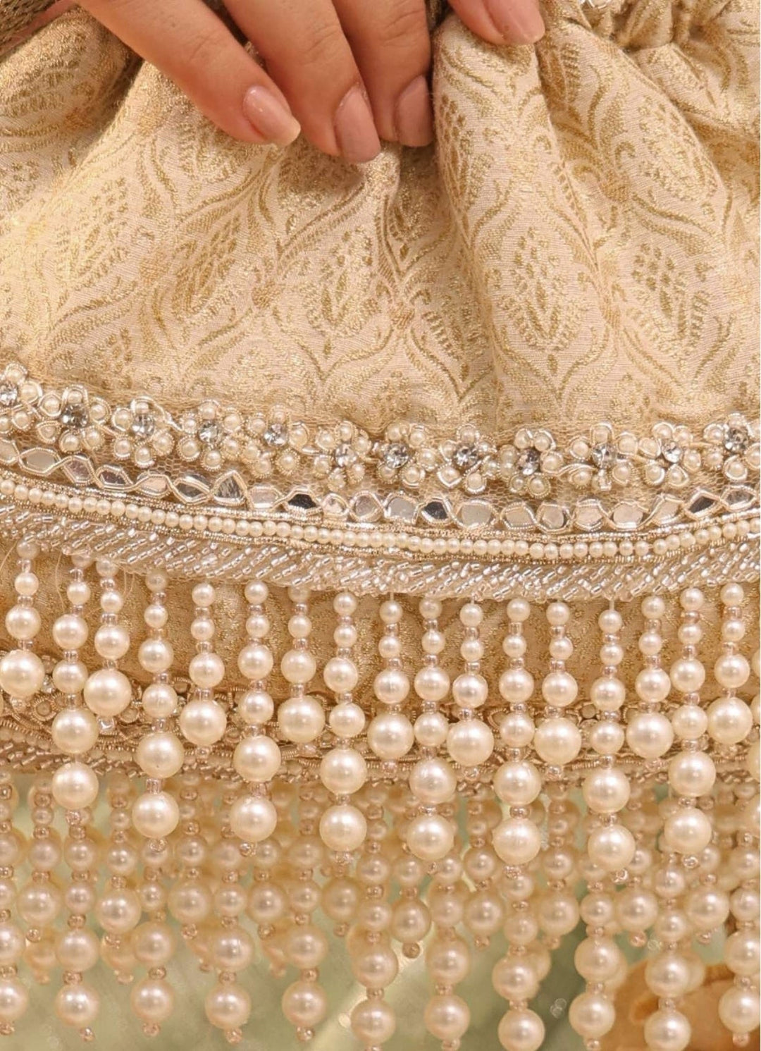 Ivory Embellished Potli AMYRA - Fabilicious Fashion