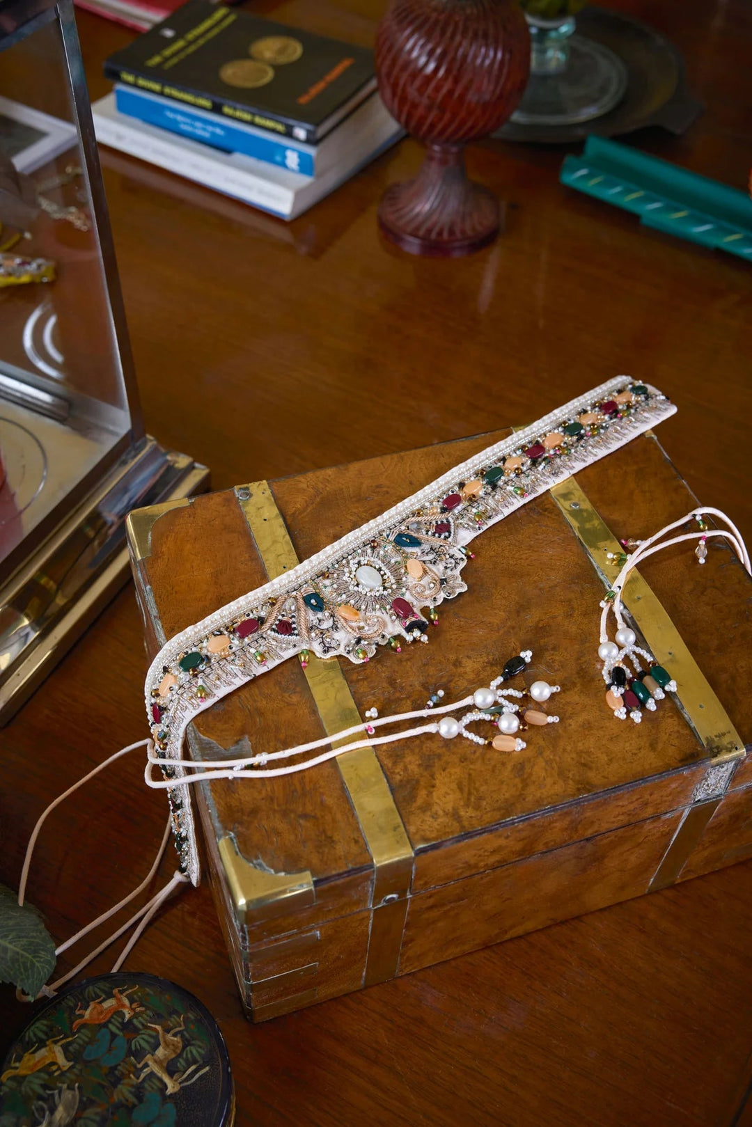 Ivory Embroidered And Jewel Encrusted Belt Isha Gupta Tayal - Fabilicious Fashion