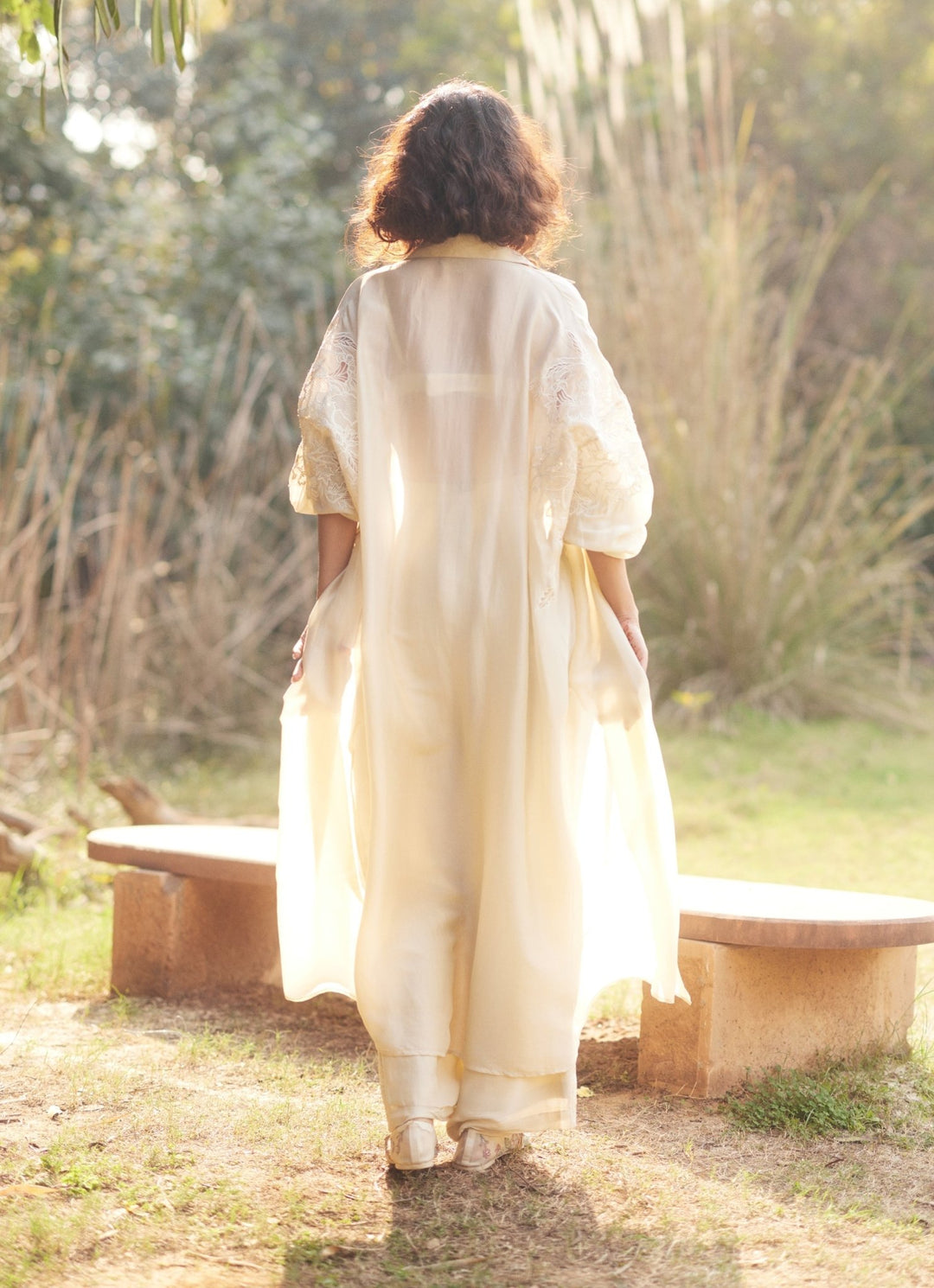 Ivory Embroidered Blouse Sharara Set With Jacket Paulmi and Harsh - Fabilicious Fashion