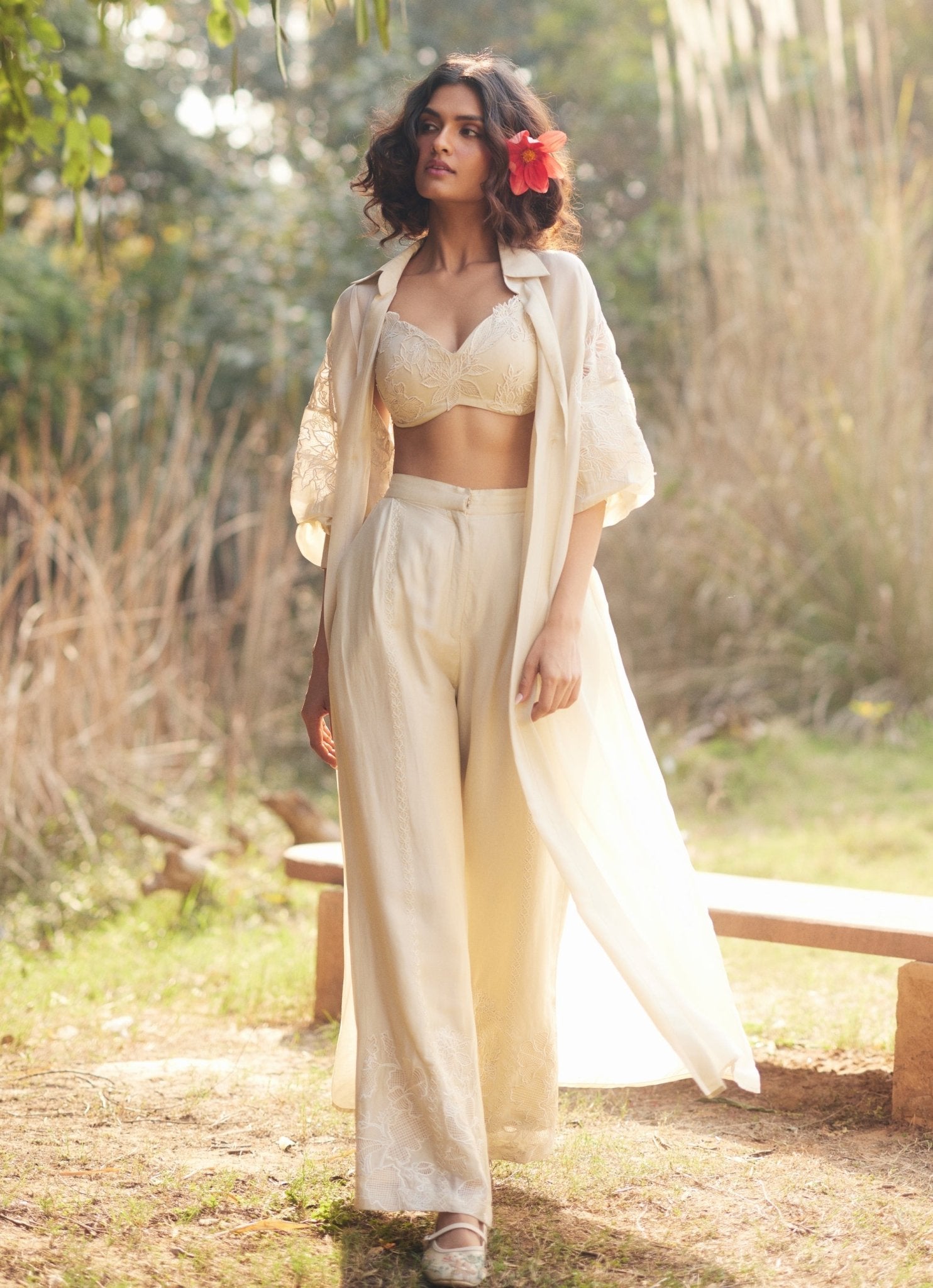 Ivory minimal embroidered sharara set — kurta sharara trends 2026 with softer embellishment