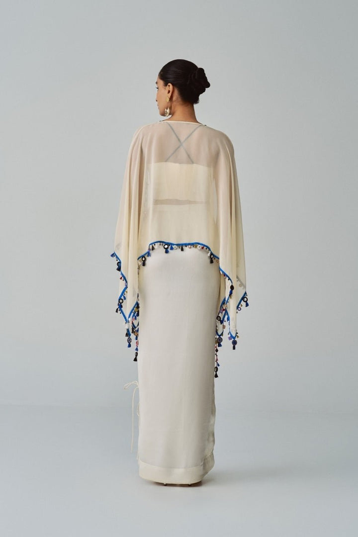 Ivory Embroidered Cape Set Saaksha & Kinni - Fabilicious Fashion